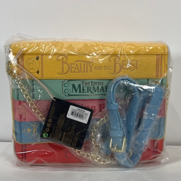 Disney Princess Loungefly Classic Fairytale Books Gold Chain Crossbody Bag NEW - Picture 9 of 12